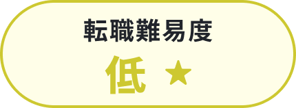 転職難易度「低」を示す黄色のバッジ画像。