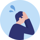 頭を抱えて悩む人物のイラスト（面接対策への不安を示す）